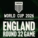 England World Cup Round 32 - Live big Screen Showing